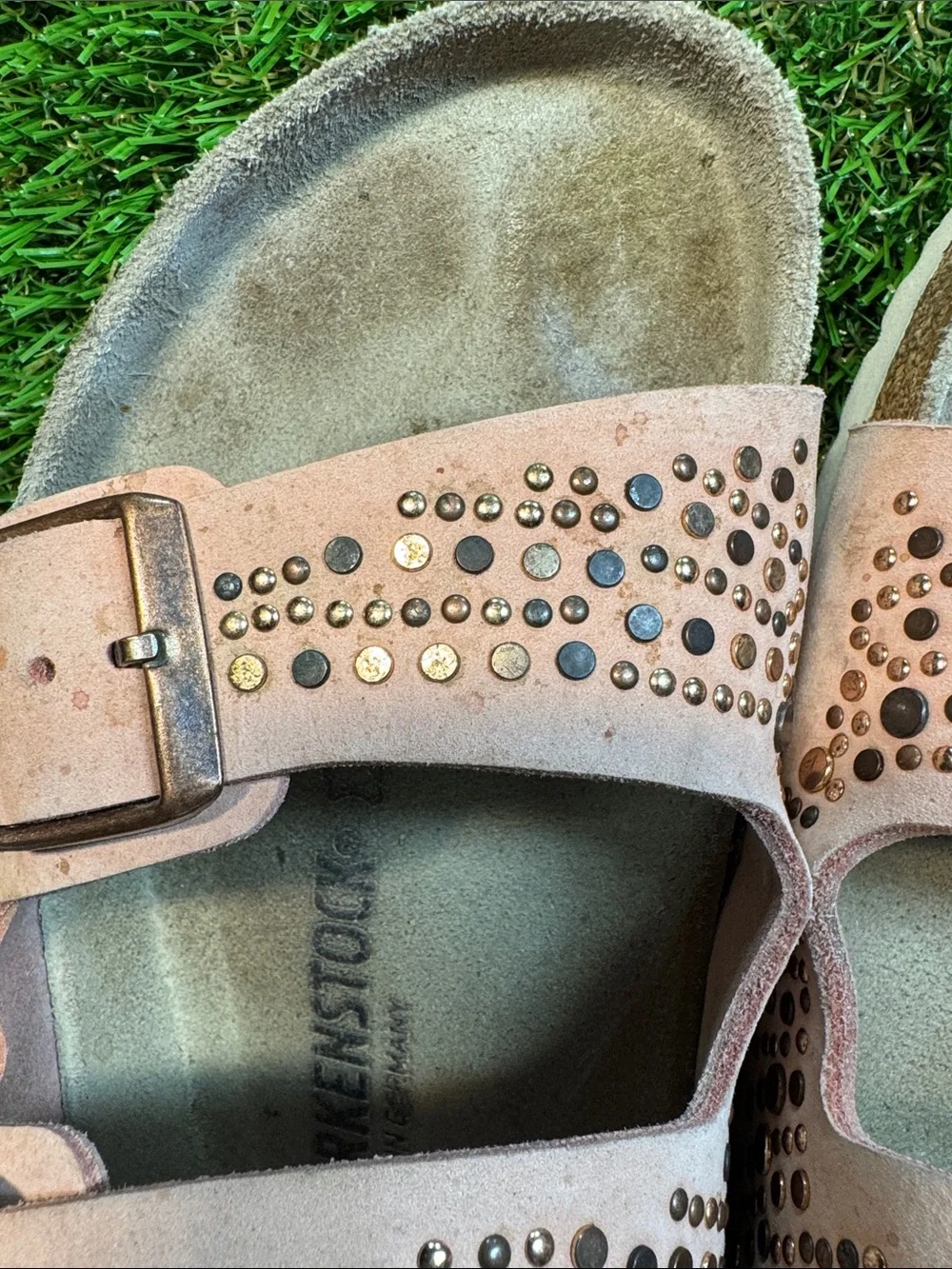Birkenstock Arizona Rose Gold Studded Sandals